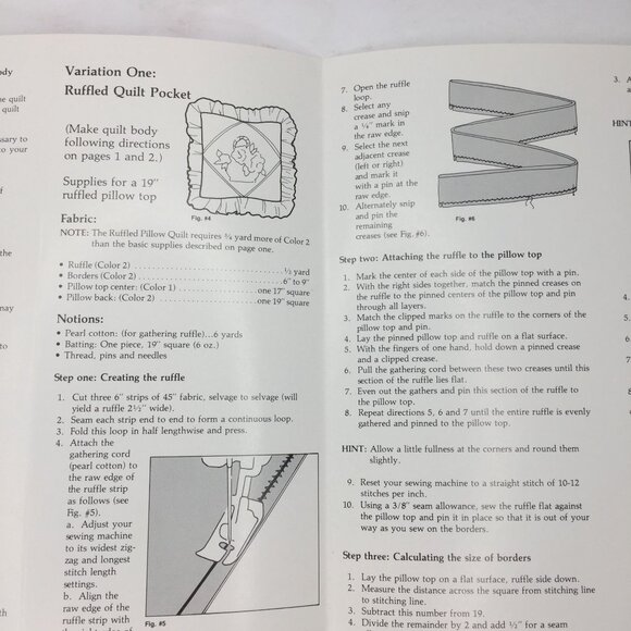 Vintage E&P Magic Pillow Quilt Plus Sewing Ruffled Tote Crafting Instructions - Picture 3 of 6